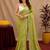 mehendi lilen print work 1 minute ready to wear saree with unstitched blouse piece