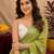 mehendi lilen print work 1 minute ready to wear saree with unstitched blouse piece