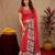 red lilen print work 1 minute ready to wear saree with unstitched blouse piece