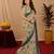off white lilen print work 1 minute ready to wear saree with unstitched blouse piece