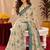 off white lilen print work 1 minute ready to wear saree with unstitched blouse piece