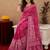 rani pink lilen print work 1 minute ready to wear saree with unstitched blouse piece