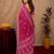 rani pink lilen print work 1 minute ready to wear saree with unstitched blouse piece