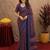 blue lilen print work 1 minute ready to wear saree with unstitched blouse piece