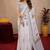 white lilen print work 1 minute ready to wear saree with unstitched blouse piece