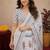white lilen print work 1 minute ready to wear saree with unstitched blouse piece