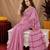 Dusty pink lilen print work 1 minute ready to wear saree with unstitched blouse piece