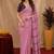 Dusty pink lilen print work 1 minute ready to wear saree with unstitched blouse piece