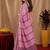 Dusty pink lilen print work 1 minute ready to wear saree with unstitched blouse piece