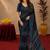 black lilen print work 1 minute ready to wear saree with unstitched blouse piece