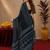 black lilen print work 1 minute ready to wear saree with unstitched blouse piece