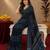 black lilen print work 1 minute ready to wear saree with unstitched blouse piece