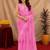 baby pink lilen print work 1 minute ready to wear saree with unstitched blouse piece