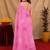 baby pink lilen print work 1 minute ready to wear saree with unstitched blouse piece