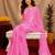 baby pink lilen print work 1 minute ready to wear saree with unstitched blouse piece