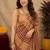 cream brown lilen print work 1 minute ready to wear saree with unstitched blouse piece