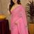 pink yellow lilen print work 1 minute ready to wear saree with unstitched blouse piece