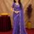 deep purple lilen print work 1 minute ready to wear saree with unstitched blouse piece