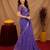 deep purple lilen print work 1 minute ready to wear saree with unstitched blouse piece