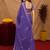 deep purple lilen print work 1 minute ready to wear saree with unstitched blouse piece