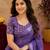 deep purple lilen print work 1 minute ready to wear saree with unstitched blouse piece