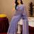 Light levendor lilen print work 1 minute ready to wear saree with unstitched blouse piece