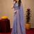 Light levendor lilen print work 1 minute ready to wear saree with unstitched blouse piece