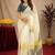 white lilen print work 1 minute ready to wear saree with unstitched blouse piece