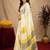 white lilen print work 1 minute ready to wear saree with unstitched blouse piece
