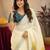 white lilen print work 1 minute ready to wear saree with unstitched blouse piece