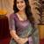 sea green lilen print work 1 minute ready to wear saree with unstitched blouse piece
