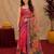rani pink lilen print work 1 minute ready to wear saree with unstitched blouse piece