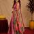 rani pink lilen print work 1 minute ready to wear saree with unstitched blouse piece