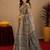 mehendi grey lilen print work 1 minute ready to wear saree with unstitched blouse piece