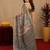 mehendi grey lilen print work 1 minute ready to wear saree with unstitched blouse piece