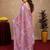 purple lilen print work 1 minute ready to wear saree with unstitched blouse piece