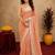 rust lilen print work 1 minute ready to wear saree with unstitched blouse piece