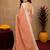 rust lilen print work 1 minute ready to wear saree with unstitched blouse piece