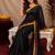  balck chanderi cotton blend printed work 1 minute ready to wear saree with unstitched blouse piece
