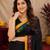  balck chanderi cotton blend printed work 1 minute ready to wear saree with unstitched blouse piece