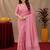  baby pink chanderi cotton blend printed work 1 minute ready to wear saree with unstitched blouse piece