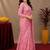  baby pink chanderi cotton blend printed work 1 minute ready to wear saree with unstitched blouse piece
