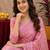  baby pink chanderi cotton blend printed work 1 minute ready to wear saree with unstitched blouse piece