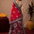  red black chanderi cotton blend printed work 1 minute ready to wear saree with unstitched blouse piece