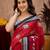  red black chanderi cotton blend printed work 1 minute ready to wear saree with unstitched blouse piece