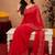  red chanderi cotton blend printed work 1 minute ready to wear saree with unstitched blouse piece