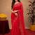  red chanderi cotton blend printed work 1 minute ready to wear saree with unstitched blouse piece