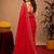  red chanderi cotton blend printed work 1 minute ready to wear saree with unstitched blouse piece