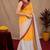  yellow chanderi cotton blend printed work 1 minute ready to wear saree with unstitched blouse piece