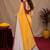  yellow chanderi cotton blend printed work 1 minute ready to wear saree with unstitched blouse piece